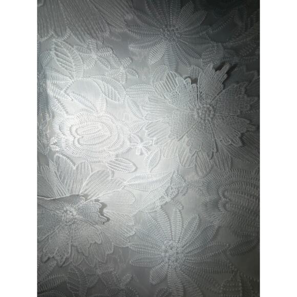 White 3D Floral Applique Sleeveless Crop Shell Top Ribbon Bow Sheer S M 90s 00s - Picture 4 of 10